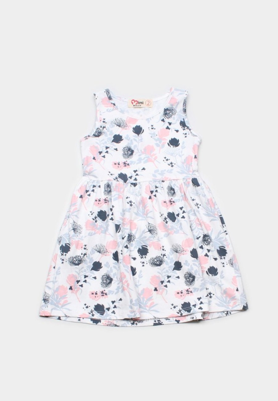 Girls moleyapparels | Floral Print Dress White (Girl'S Dress)