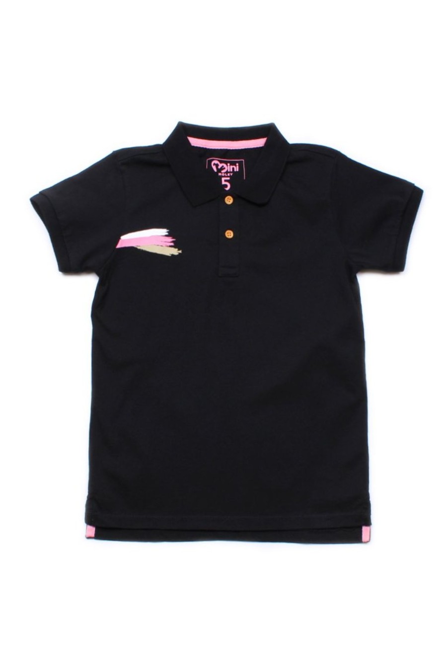 Matching Sets moleyapparels | Paint Brush Polo T-Shirt Black (Boy'S T-Shirt)