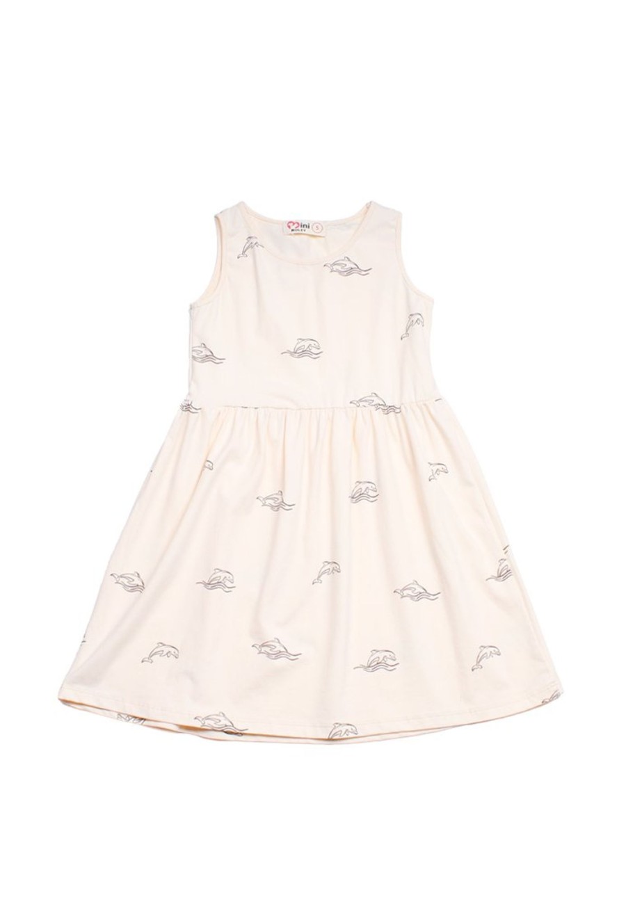 Matching Sets moleyapparels | Dolphin Print Dress Cream (Girl'S Dress)