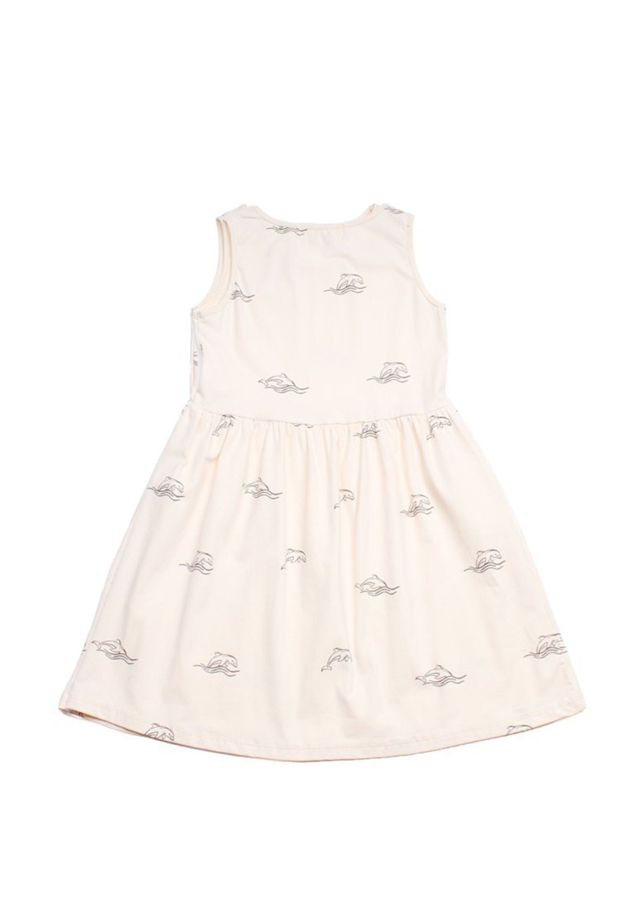 Matching Sets moleyapparels | Dolphin Print Dress Cream (Girl'S Dress)