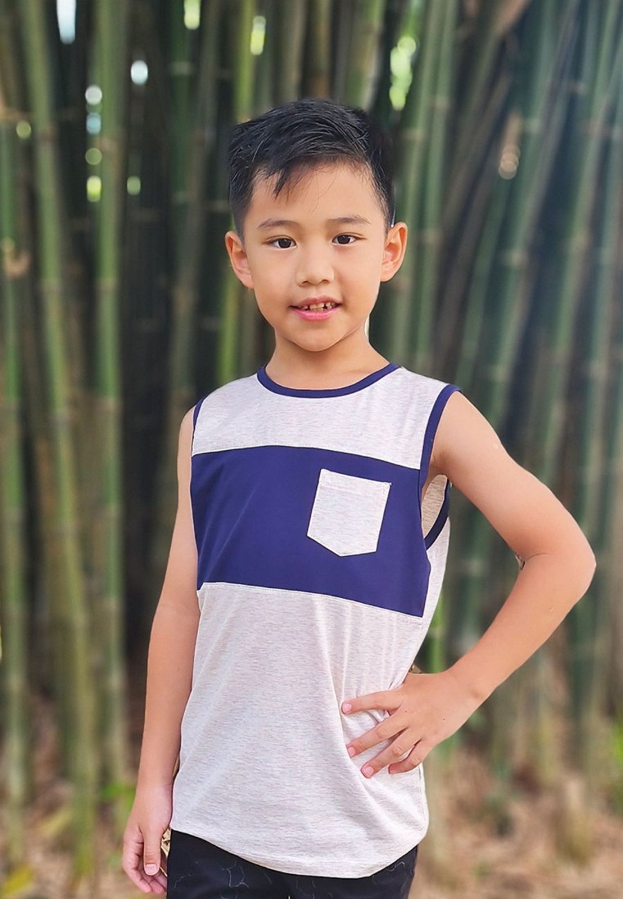 Boys moleyapparels | Colour Block Pocket Singlet Light Pink (Boy'S Singlet)