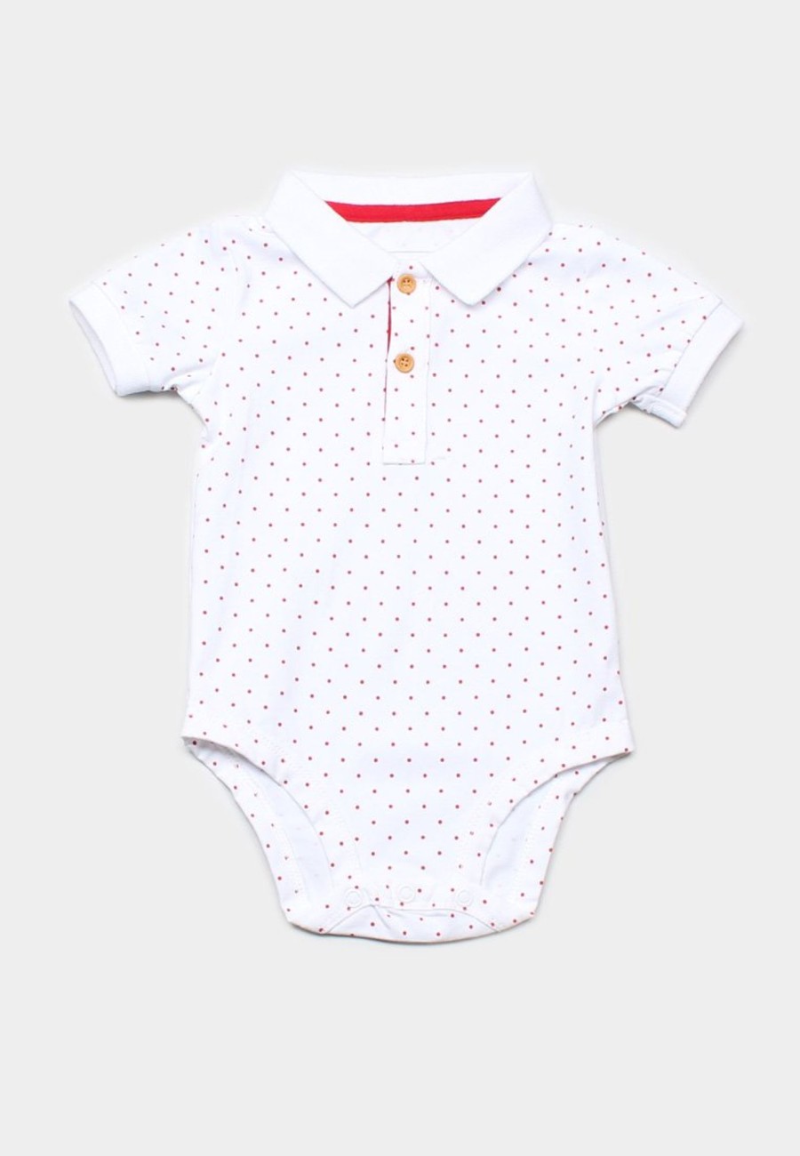 Matching Sets moleyapparels | Polka Dot Polo Romper White (Baby Romper)