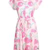 Matching Sets moleyapparels | Peony Floral Print Nursing Ladies Flare Dress Pink