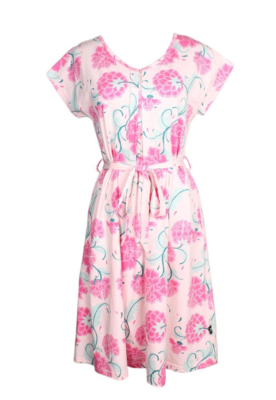 Matching Sets moleyapparels | Peony Floral Print Nursing Ladies Flare Dress Pink