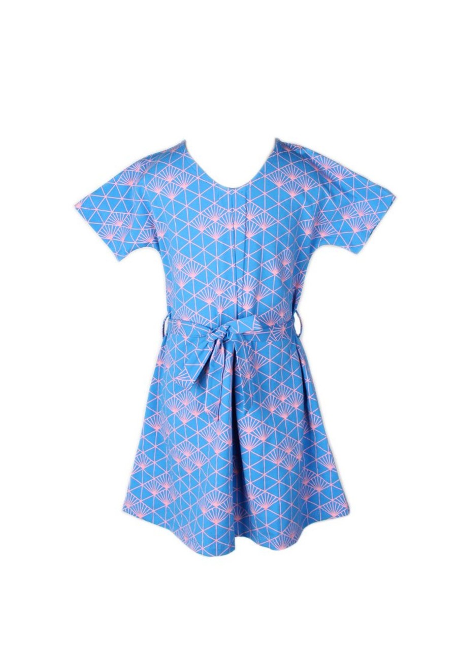 Matching Sets moleyapparels | Japanese Sunray Print Flare Dress Blue (Girl'S Dress)