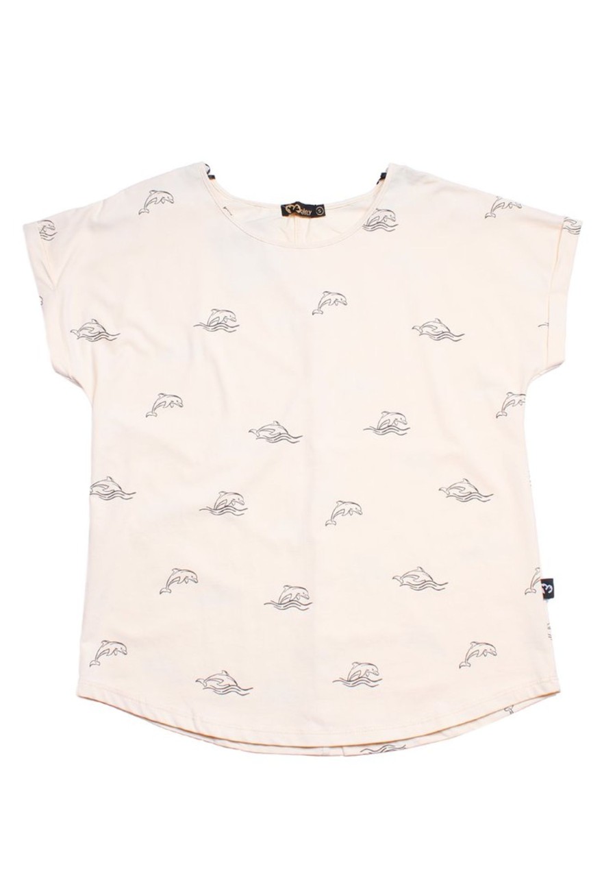 Matching Sets moleyapparels | Dolphin Print Blouse Cream (Ladies' Top)