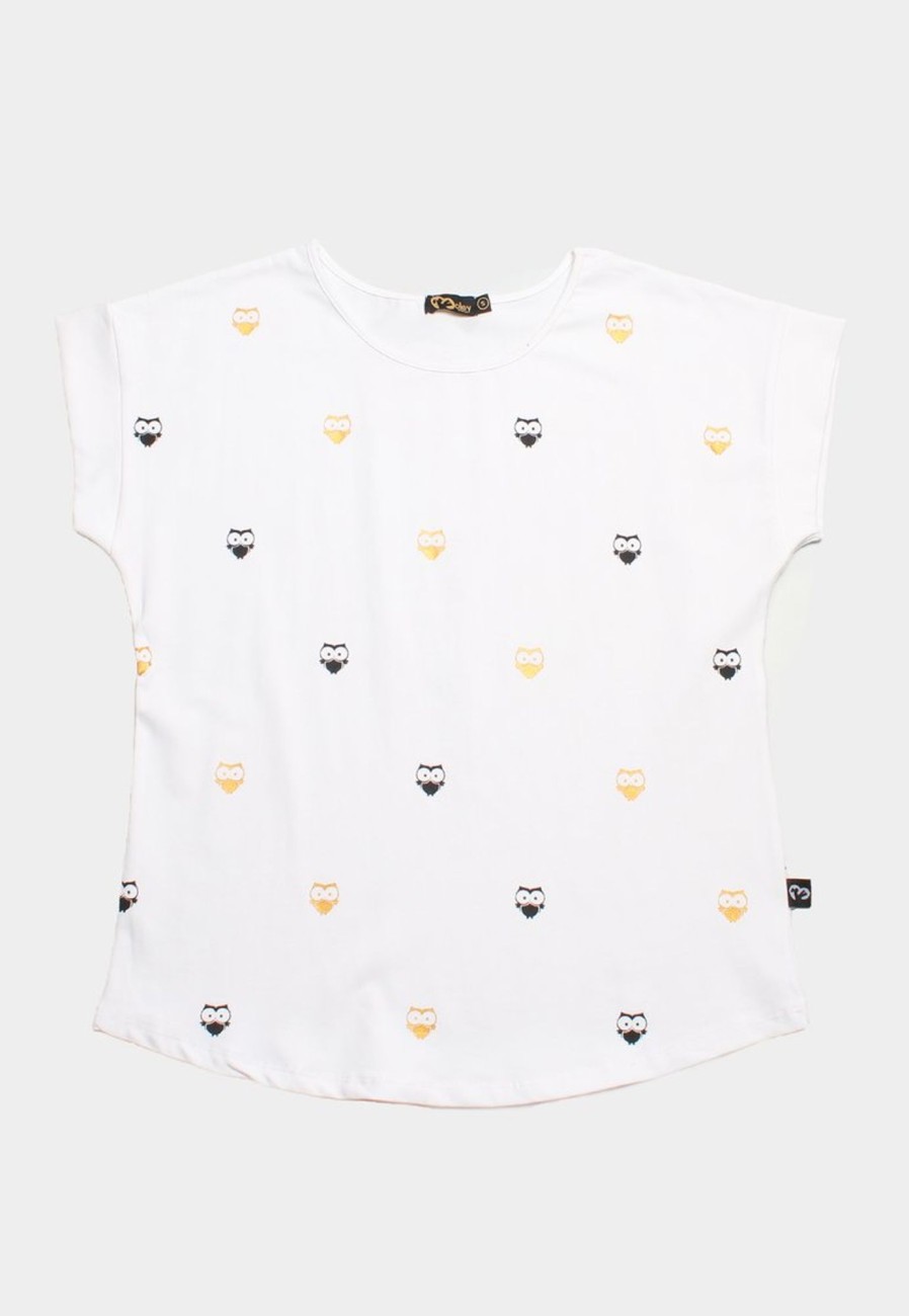 Matching Sets moleyapparels | Owl Print Blouse White (Ladies' Top)