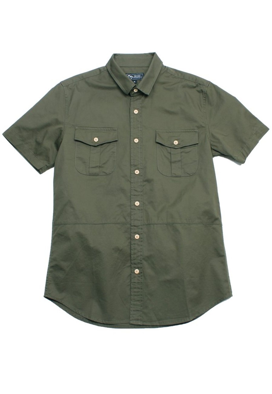 Matching Sets moleyapparels | Classic Double Pocket Short Sleeve Men'S Shirt Green