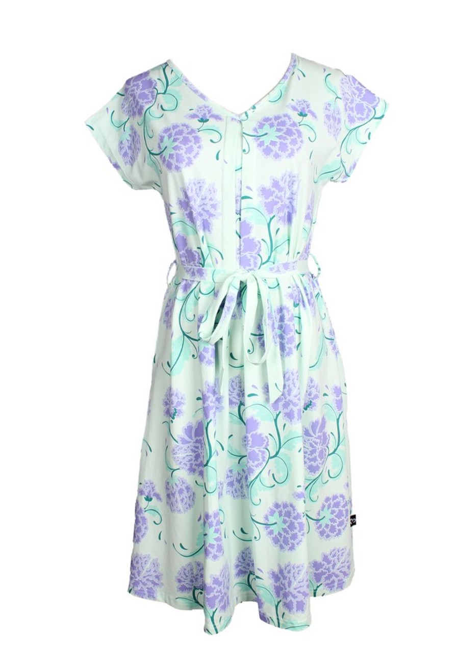 Matching Sets moleyapparels | Peony Floral Print Ladies Flare Dress Cyan