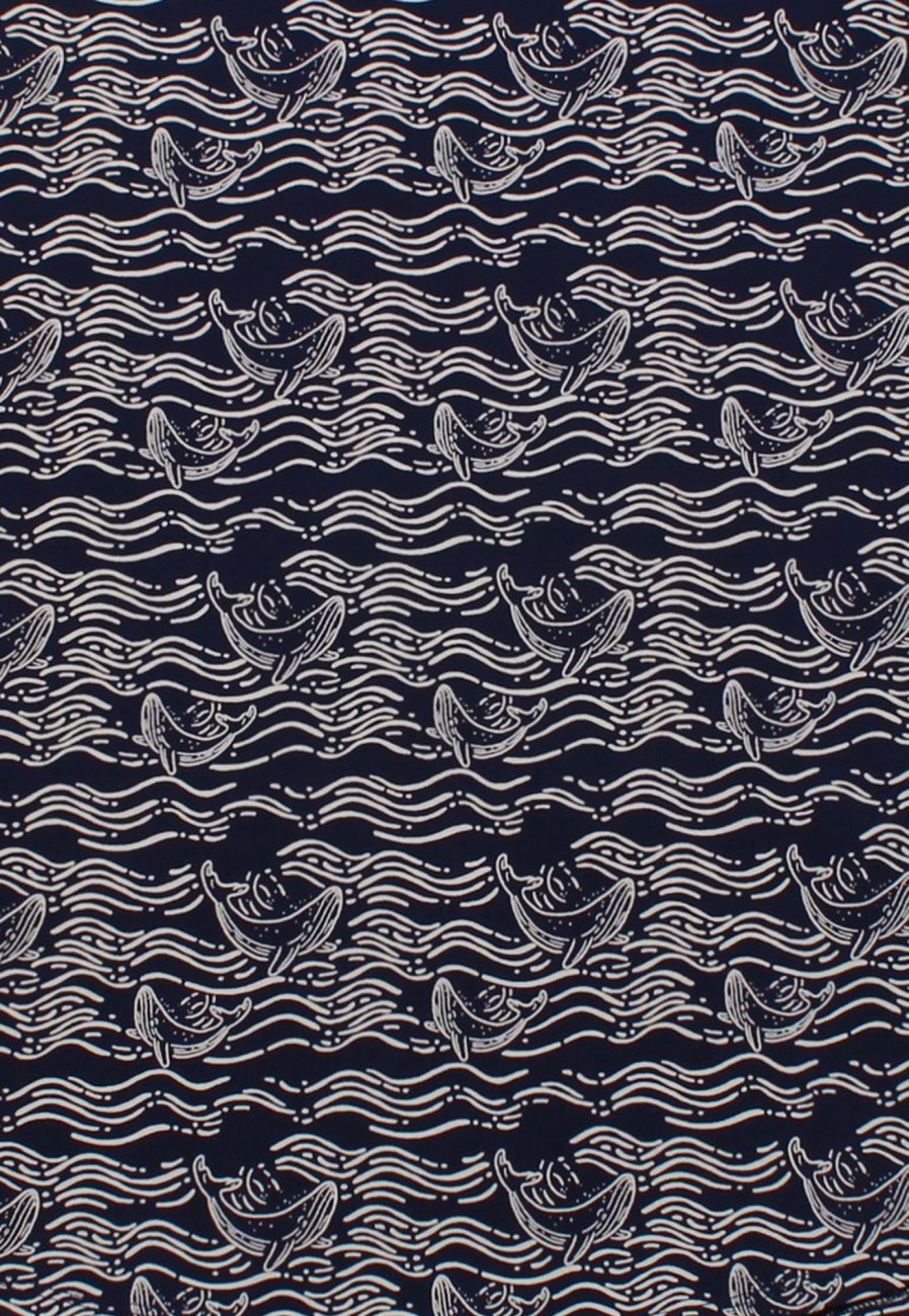 Matching Sets moleyapparels | Whale Wave Print Blouse Navy (Ladies' Top)