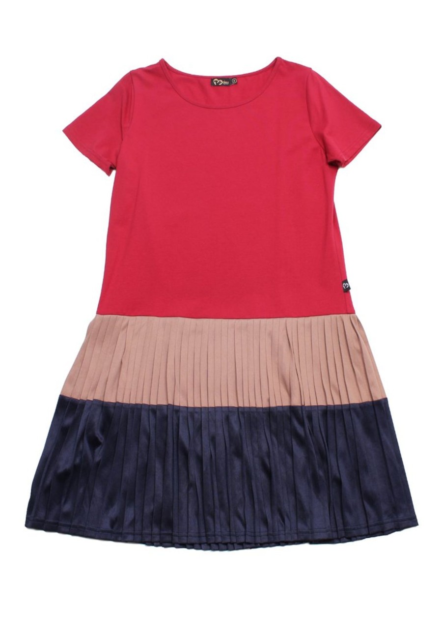 Matching Sets moleyapparels | Colour Block Tiered Ladies Pleated Ladies Dress Red