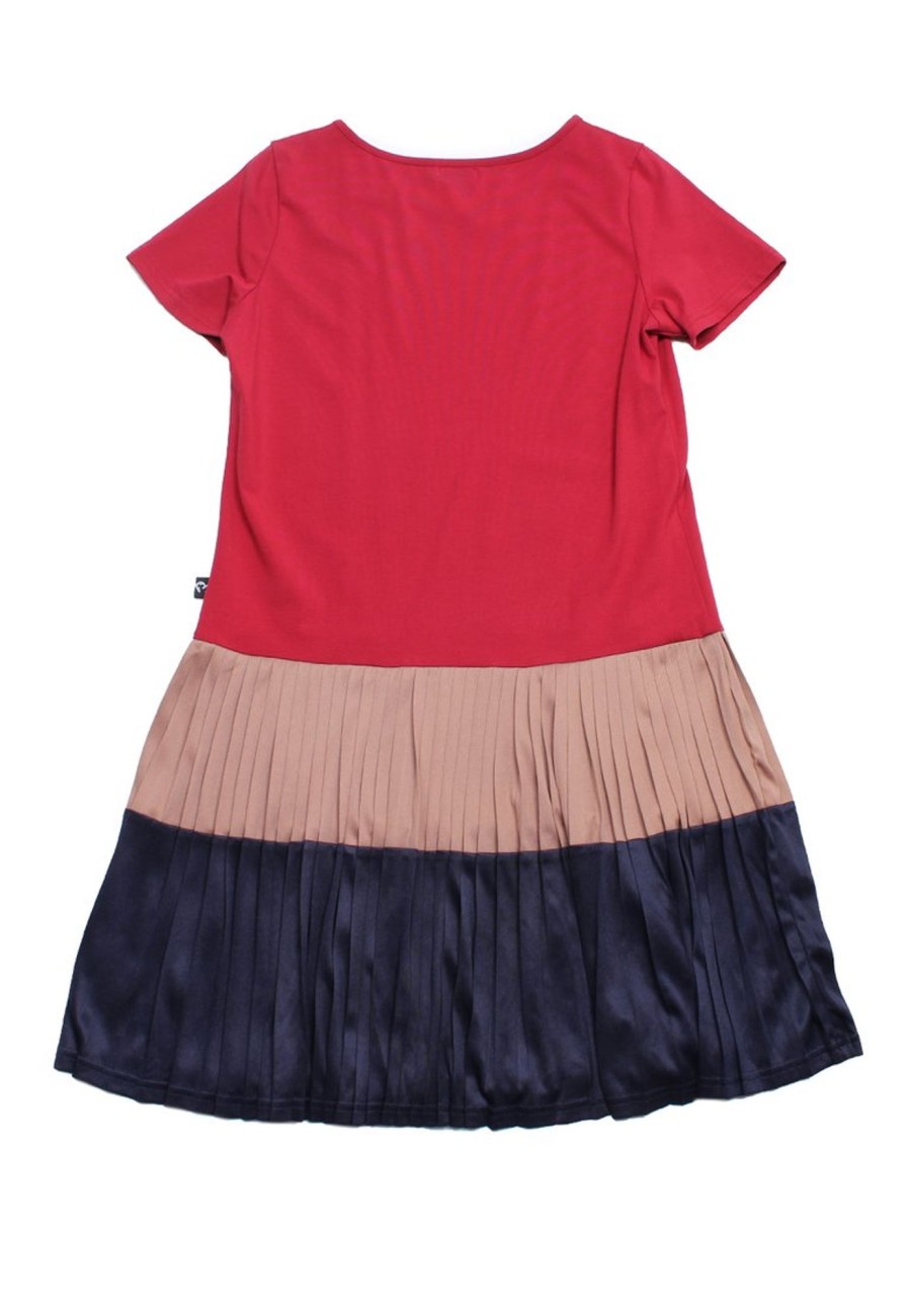 Matching Sets moleyapparels | Colour Block Tiered Ladies Pleated Ladies Dress Red