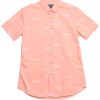 Men moleyapparels | Wave Print Short Sleeve Shirt Orange (Men'S Shirt)