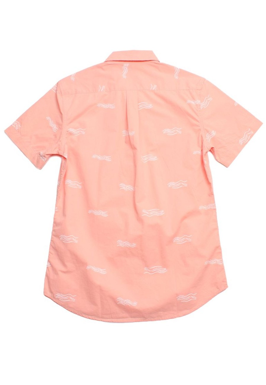 Men moleyapparels | Wave Print Short Sleeve Shirt Orange (Men'S Shirt)