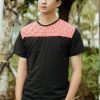 Matching Sets moleyapparels | Batik Florets Print Panel T-Shirt Black (Men'S T-Shirt)