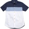 Matching Sets moleyapparels | Motif Detailed Panel Premium Short Sleeve Shirt Navy (Men'S Shirt)