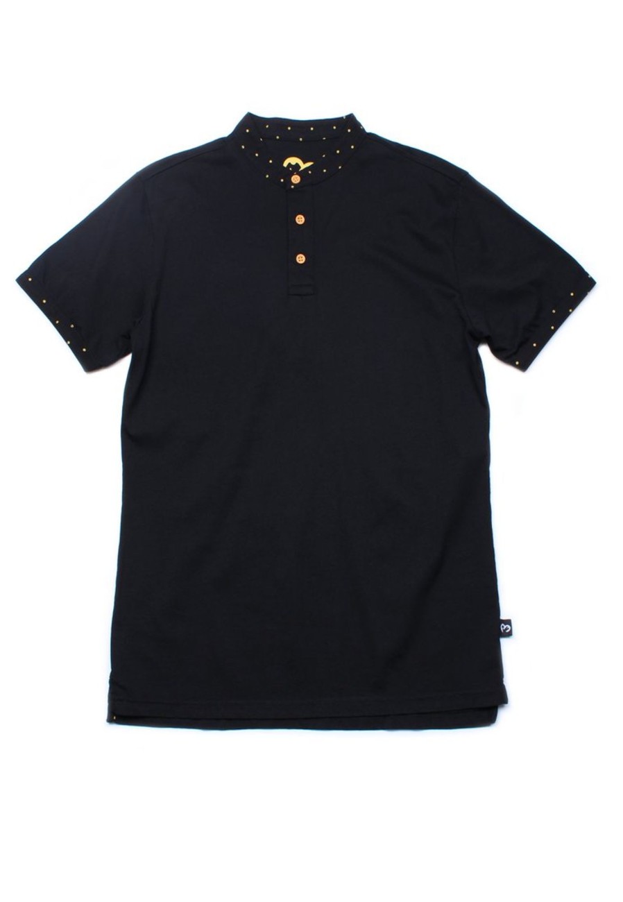 Men moleyapparels | Polka Dots Trims Polo T-Shirt Black (Men'S Polo)