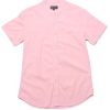 Men moleyapparels | Linen Premium Mandarin Collar Short Sleeve Shirt Pink (Men'S Shirt)