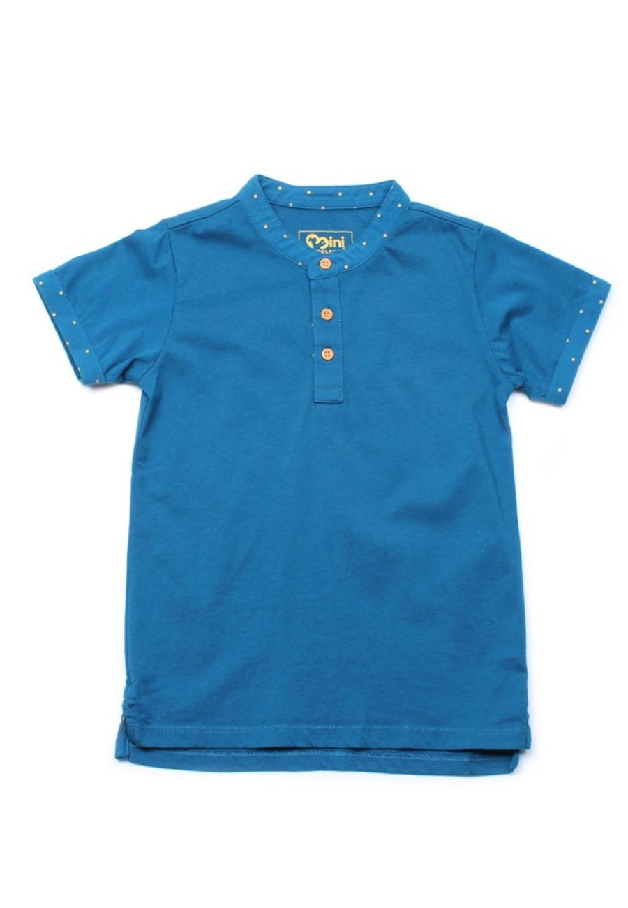 Boys moleyapparels | Polka Dots Trims Polo T-Shirt Blue (Boy'S T-Shirt)