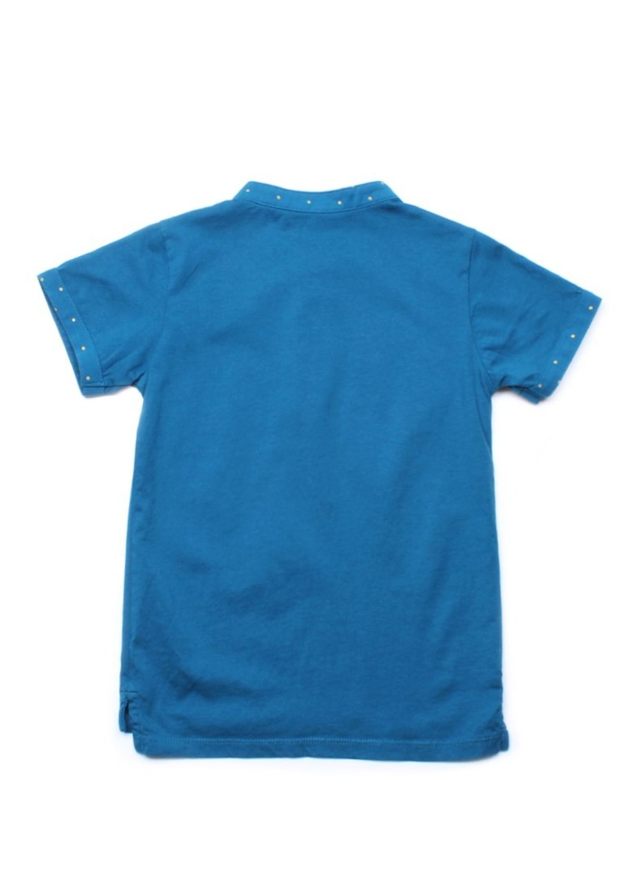 Boys moleyapparels | Polka Dots Trims Polo T-Shirt Blue (Boy'S T-Shirt)