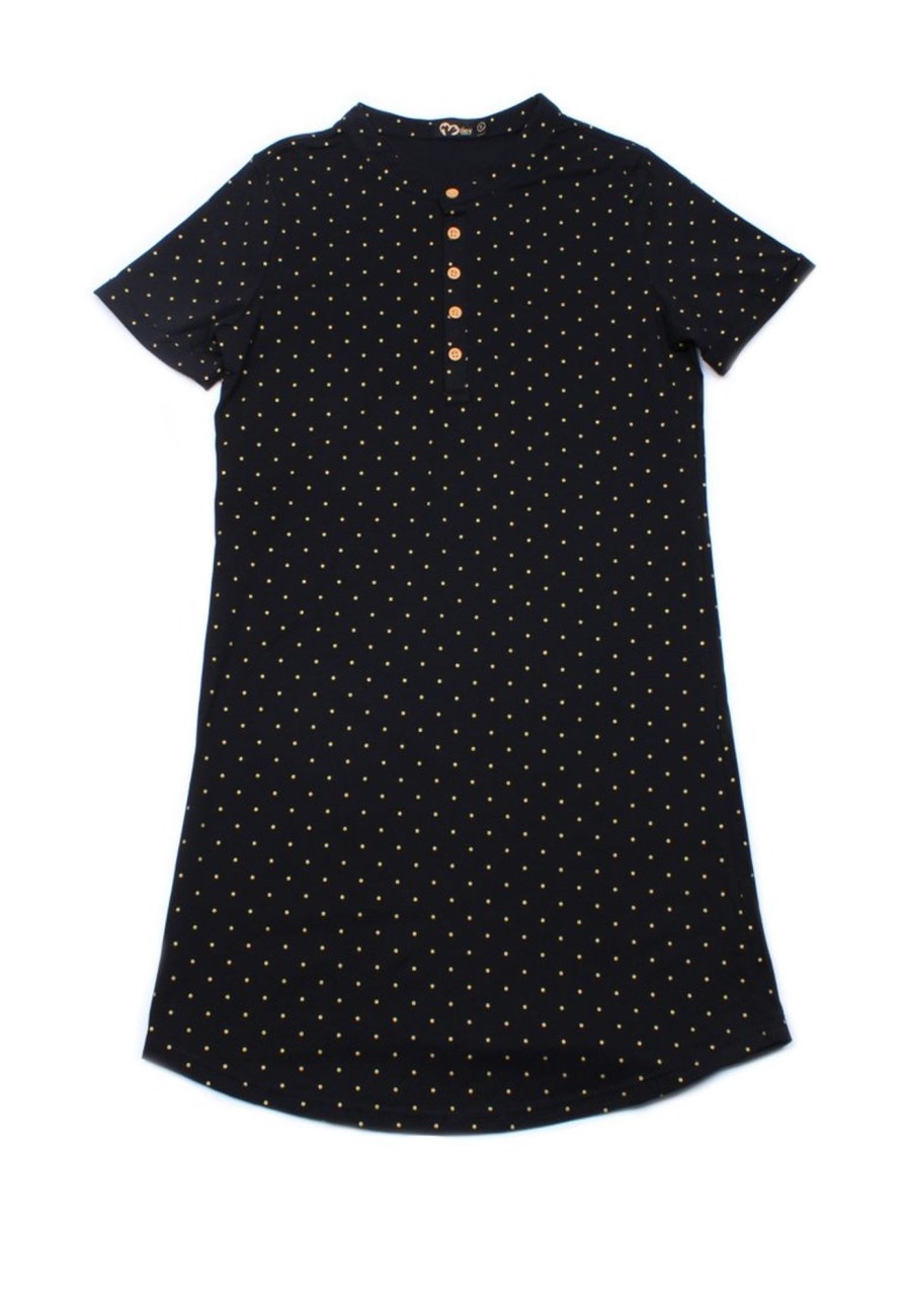 Ladies moleyapparels | Polka Dots Print Polo Shift Dress Black (Ladies' Dress)