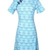 Matching Sets moleyapparels | Classic Motif Print Cheongsam Inspired Dress Blue (Ladies' Dress)