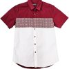 Matching Sets moleyapparels | Motif Detailed Panel Premium Short Sleeve Shirt Red (Men'S Shirt)