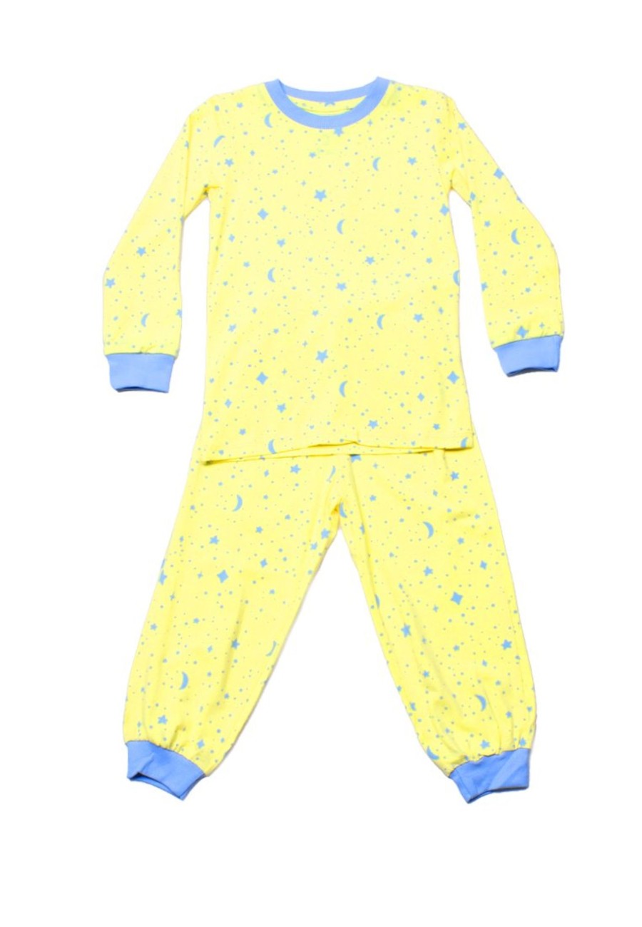 Matching Sets moleyapparels | Starry Night Print Pyjamas Set Yellow (Kids' Pyjamas)