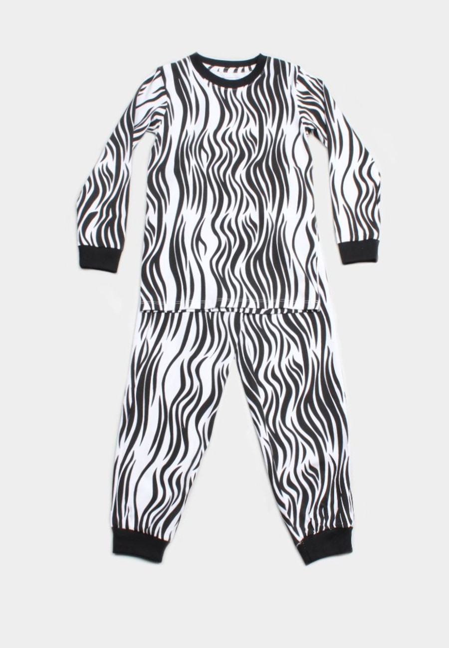 Kids Pyjamas moleyapparels | Zebra Print Pyjamas Set White (Kids' Pyjamas)