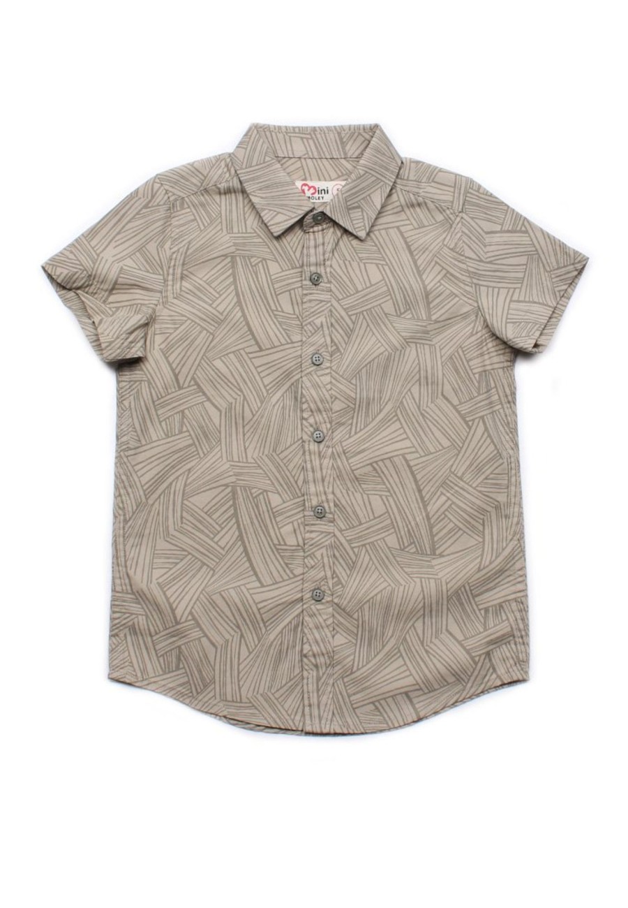 Matching Sets moleyapparels | Weave Print Short Sleeve Shirt Khaki (Boy'S Shirt)