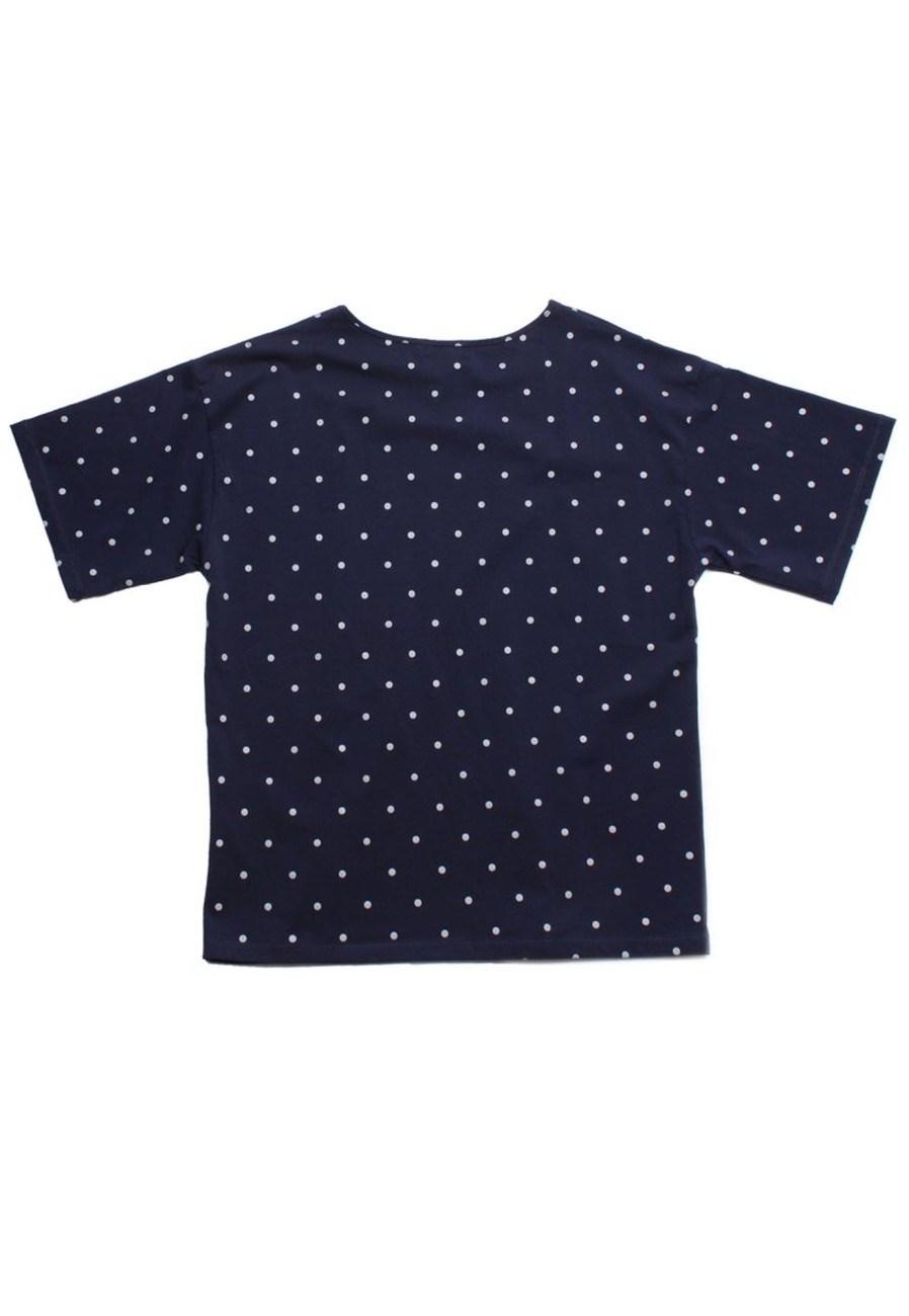 Ladies moleyapparels | Polka Dots Print Blouse Navy (Ladies' Top)