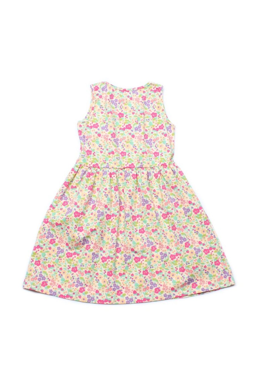 Matching Sets moleyapparels | Floral Print Dress Yellow (Girl'S Dress)