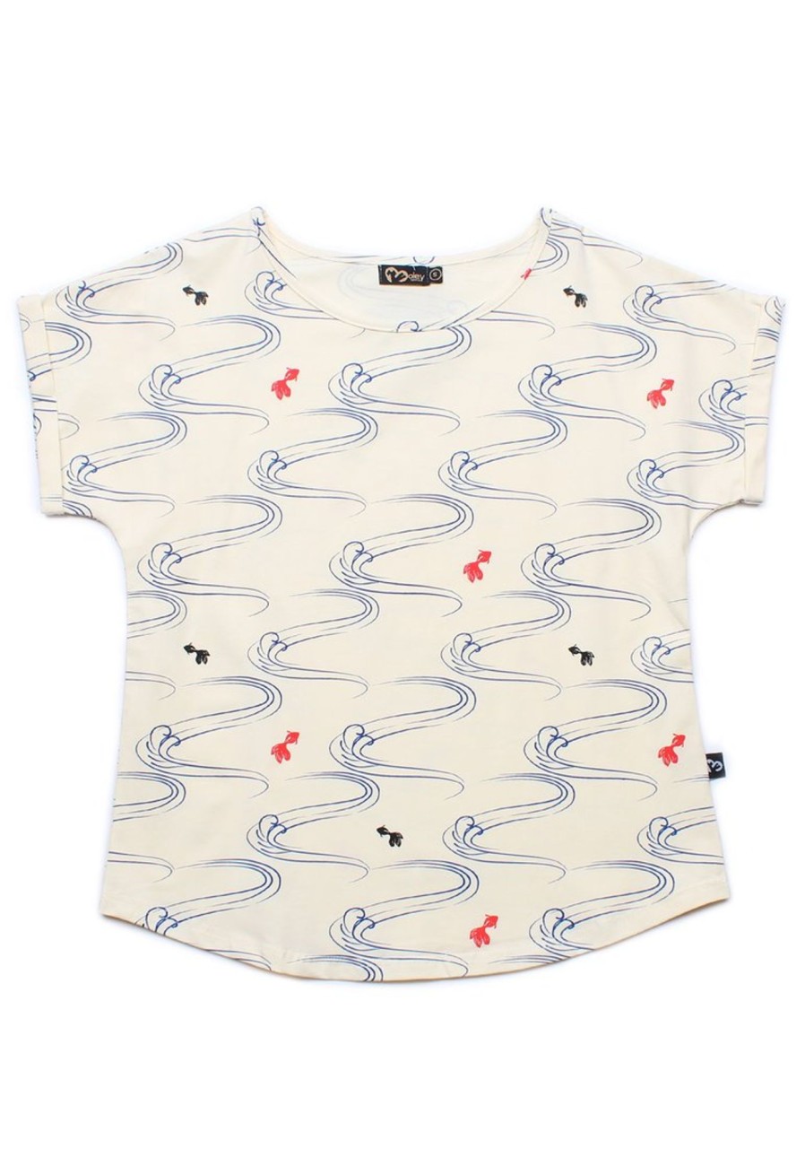 Matching Sets moleyapparels | Fish Print Blouse Cream (Ladies' Top)