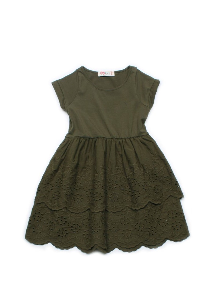 Girls moleyapparels | Eyelet Layered Premium Dress Green (Girl'S Dress)