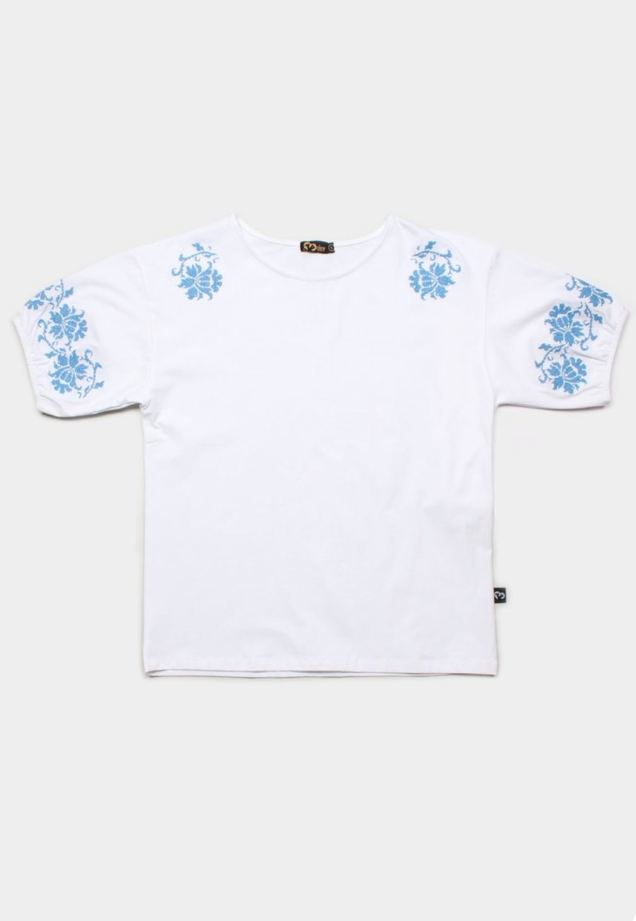 Ladies moleyapparels | Digital Floral Embroidery Blouse White (Ladies' Top)