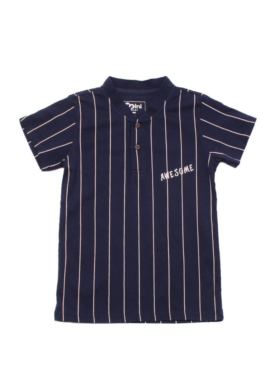 Matching Sets moleyapparels | Awesome Baseball Stripes Henley T-Shirt Navy (Boy'S T-Shirt)