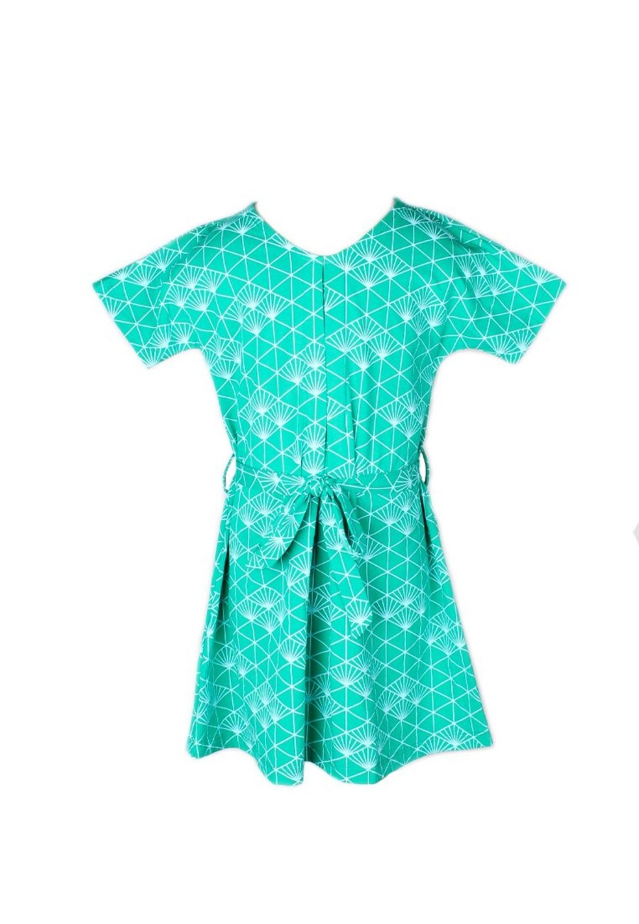 Matching Sets moleyapparels | Japanese Sunray Print Flare Dress Green (Girl'S Dress)