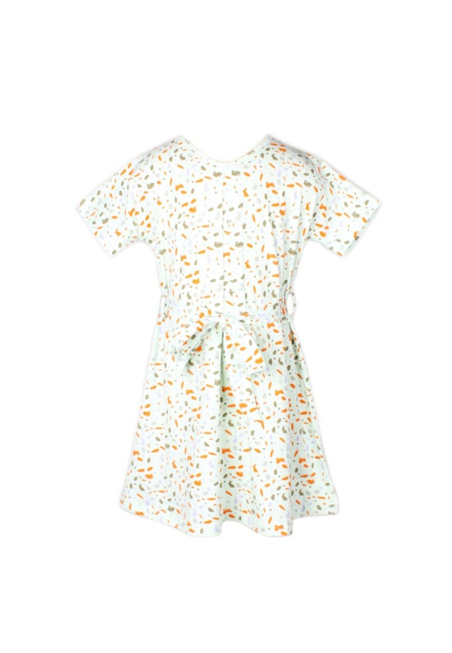 Matching Sets moleyapparels | Terrazzo Bunny Print Flare Dress Green (Girl'S Dress)