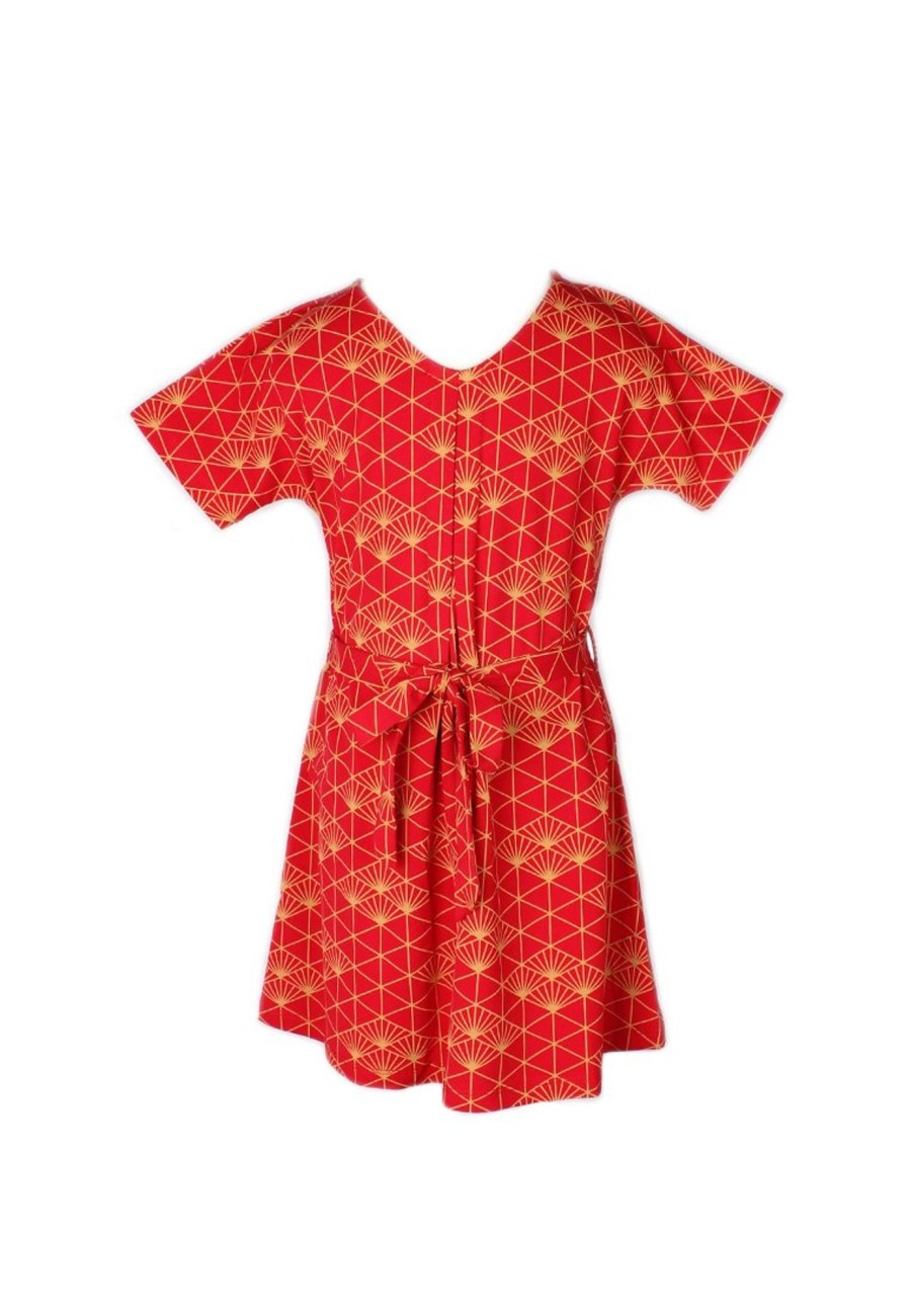 Matching Sets moleyapparels | Japanese Sunray Print Flare Dress Red (Girl'S Dress)