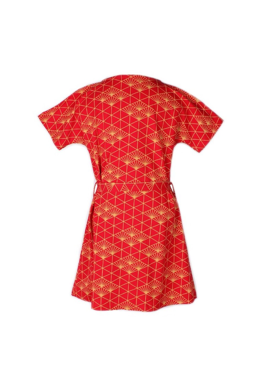 Matching Sets moleyapparels | Japanese Sunray Print Flare Dress Red (Girl'S Dress)