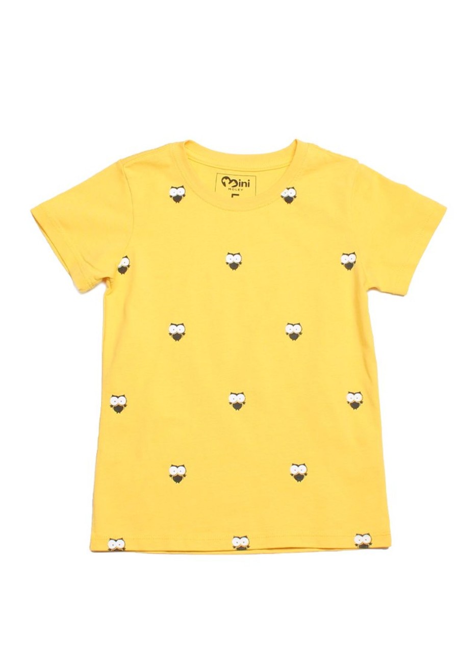 Matching Sets moleyapparels | Owl Print T-Shirt Yellow (Boy'S T-Shirt)