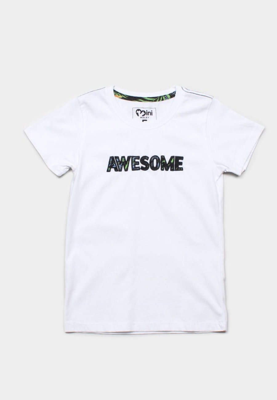 Matching Sets moleyapparels | Awesome Foliage Applique T-Shirt White (Boy'S T-Shirt)