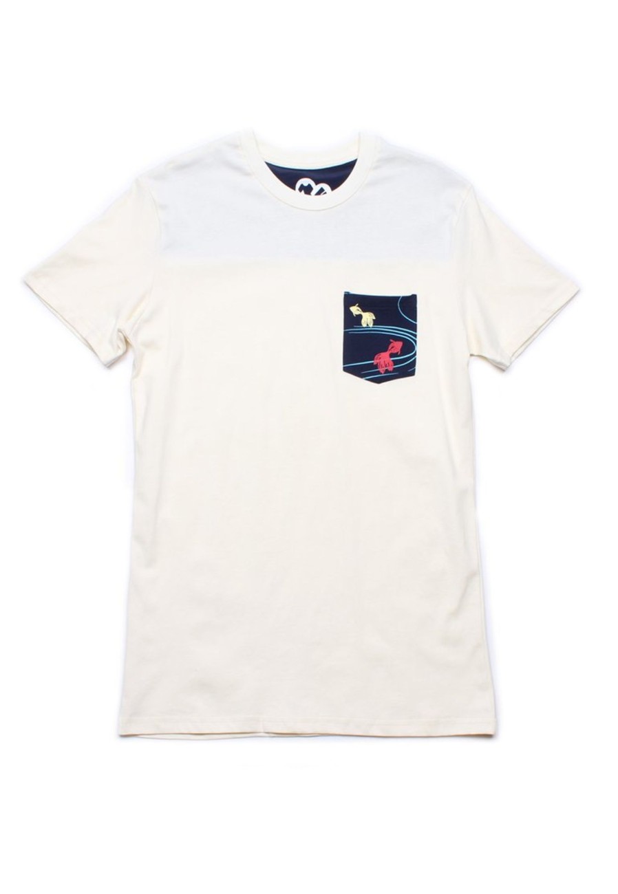 Matching Sets moleyapparels | Fish Print Panel T-Shirt Cream (Men'S T-Shirt)