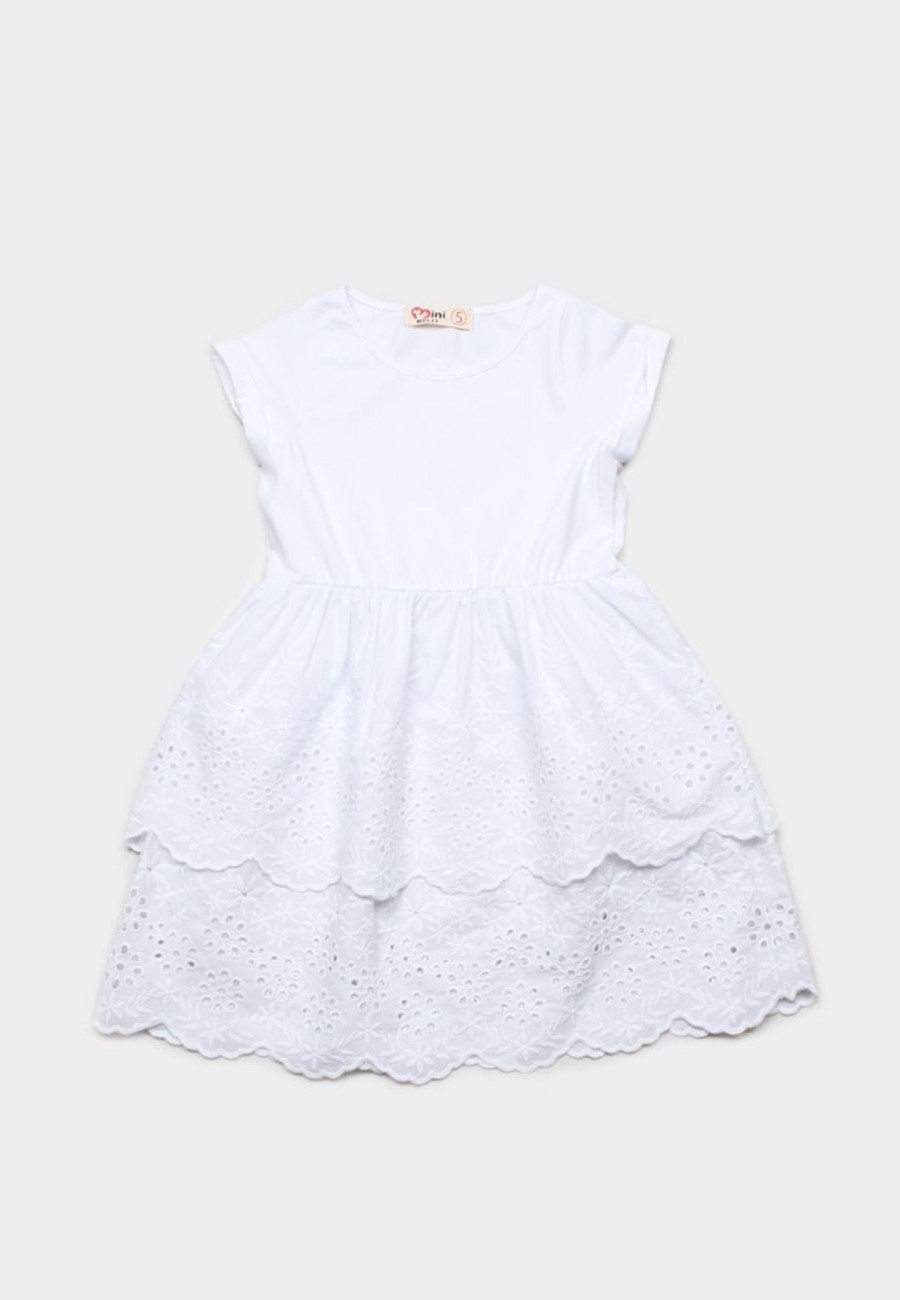 Girls moleyapparels | Eyelet Layered Premium Dress White (Girl'S Dress)