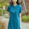 Ladies moleyapparels | Polka Dots Print Polo Shift Dress Blue (Ladies' Dress)