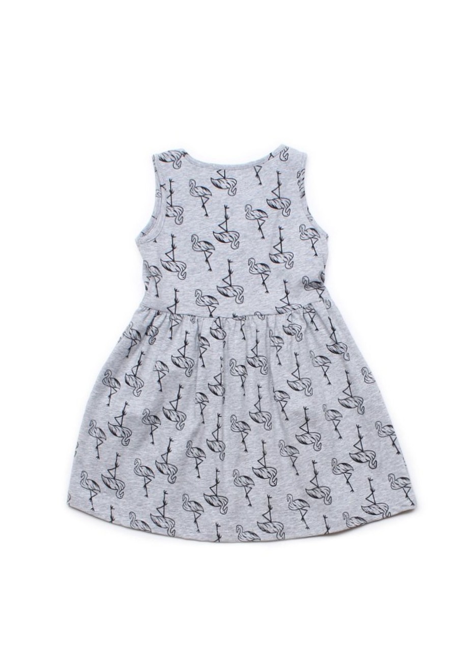 Girls moleyapparels | Flamingo Print Dress Grey (Girl'S Dress)