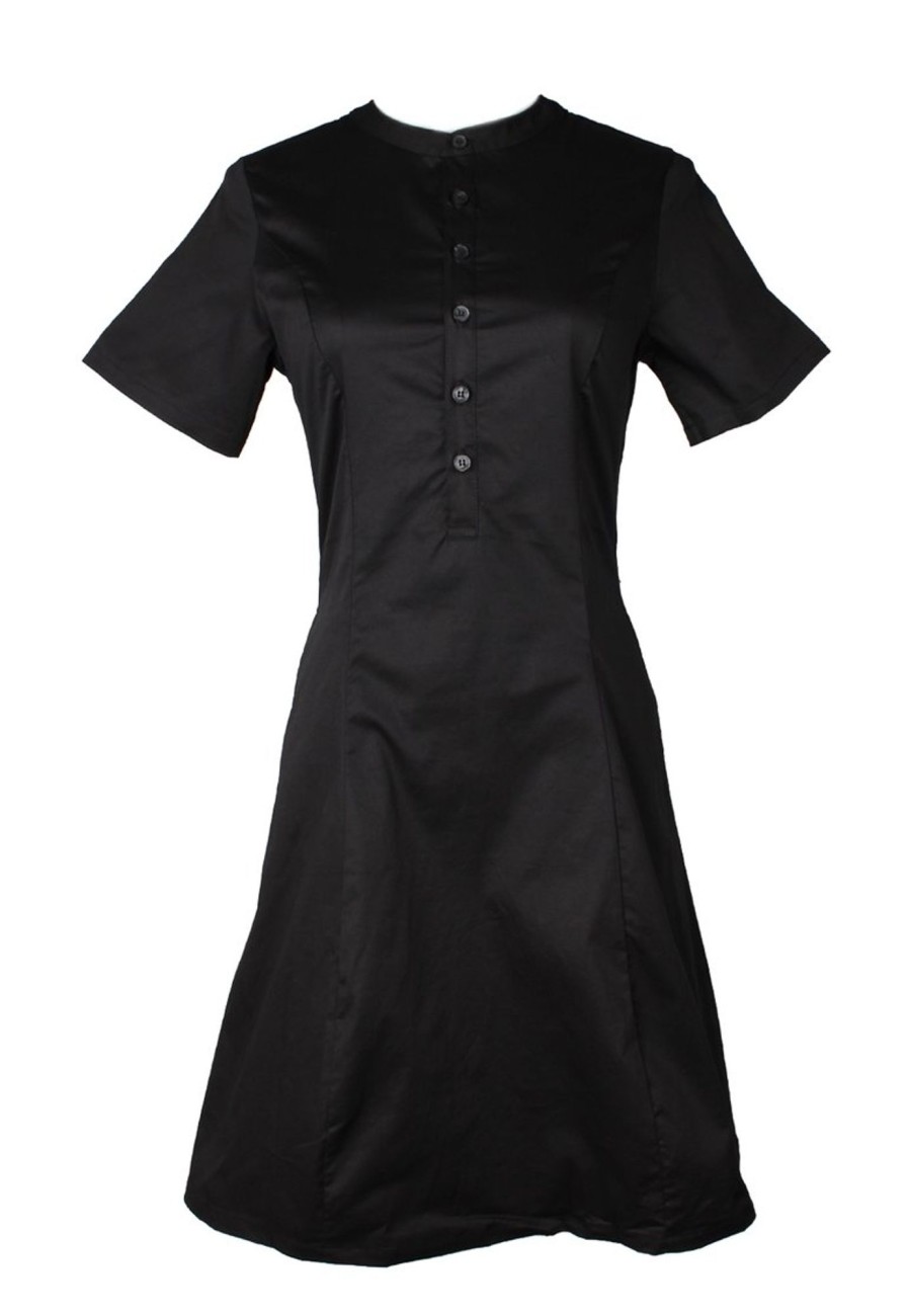 Matching Sets moleyapparels | Brushed Cotton Half-Button Down Dress Black (Ladies' Dress)