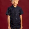 Boys moleyapparels | Brushed Cotton Twin Pocket Short Sleeve Shirt Navy (Boy'S Shirt)