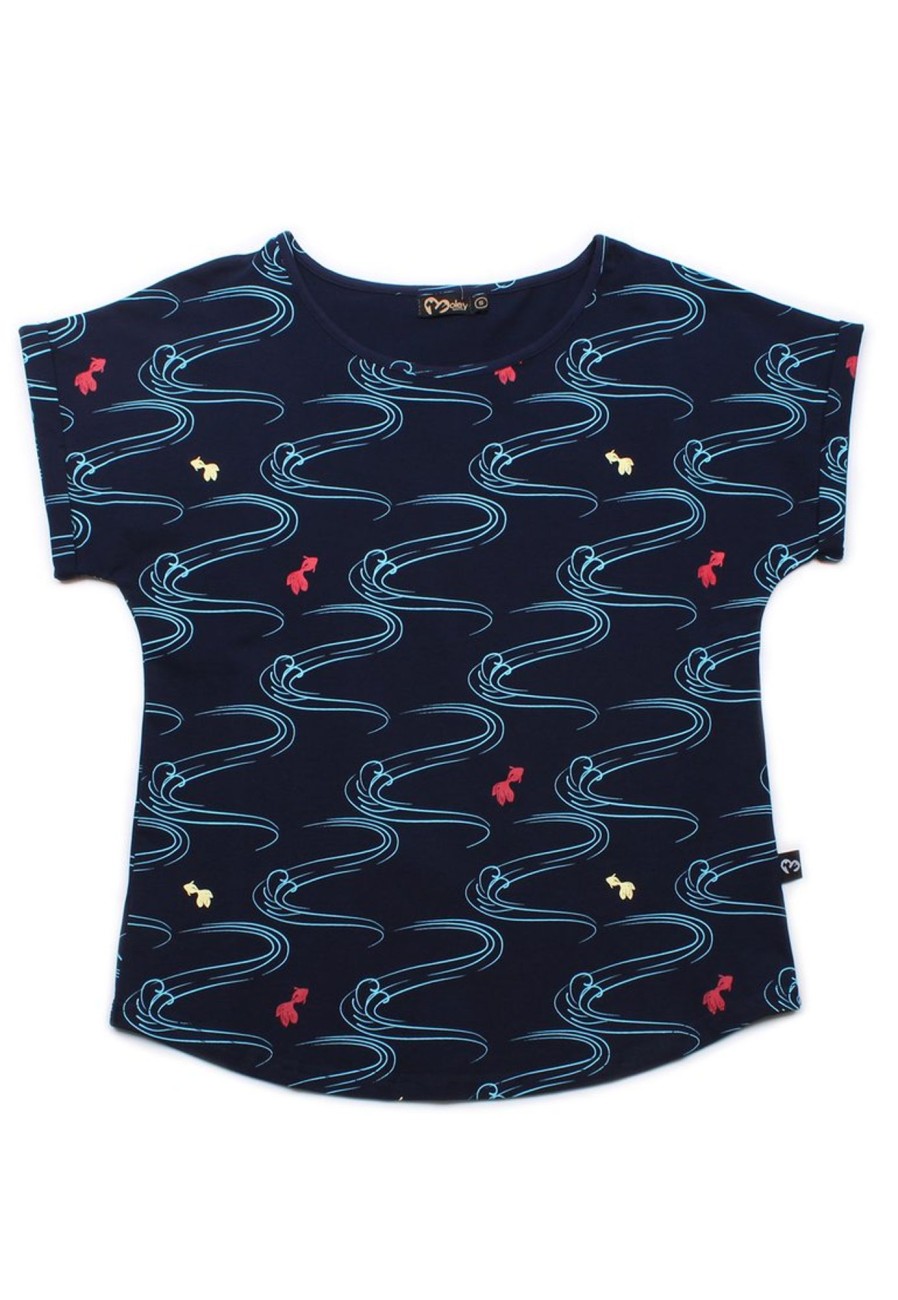 Matching Sets moleyapparels | Fish Print Blouse Navy (Ladies' Top)