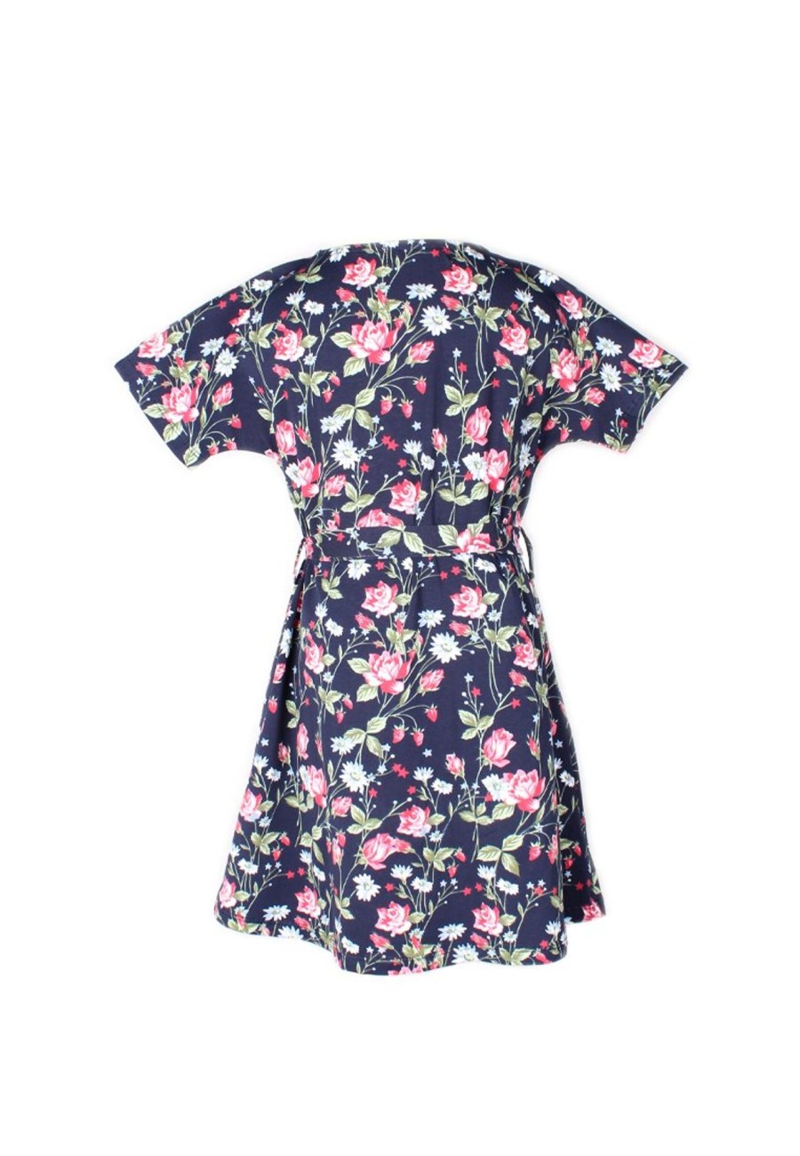 Girls moleyapparels | Floral Print Flare Dress Navy (Girl'S Dress)